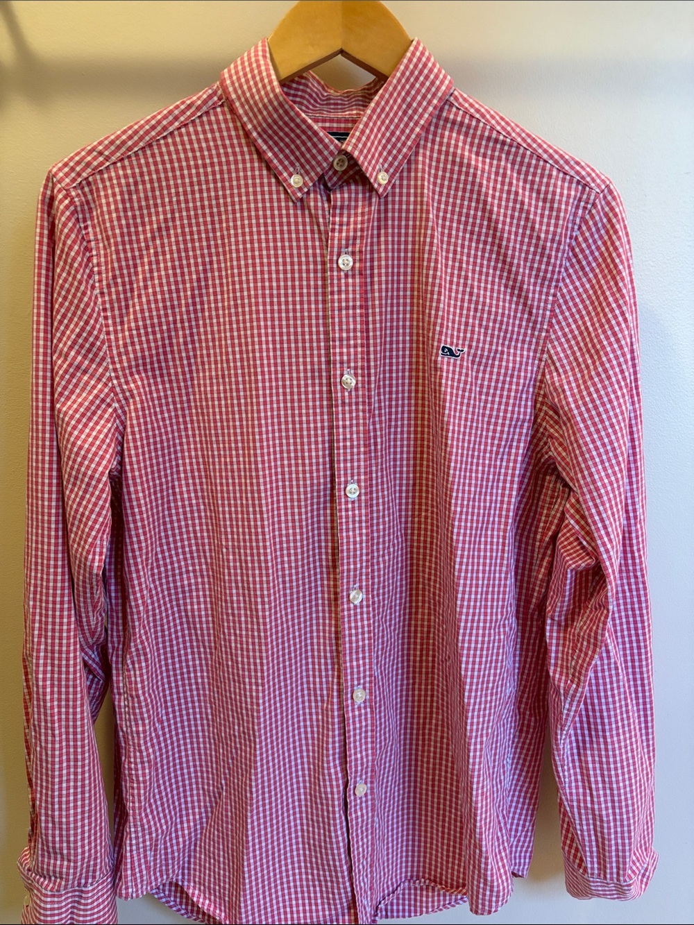 Men's Sz Small Vineyard Vines Slim Fit Button-Down Check Shirt - Red
